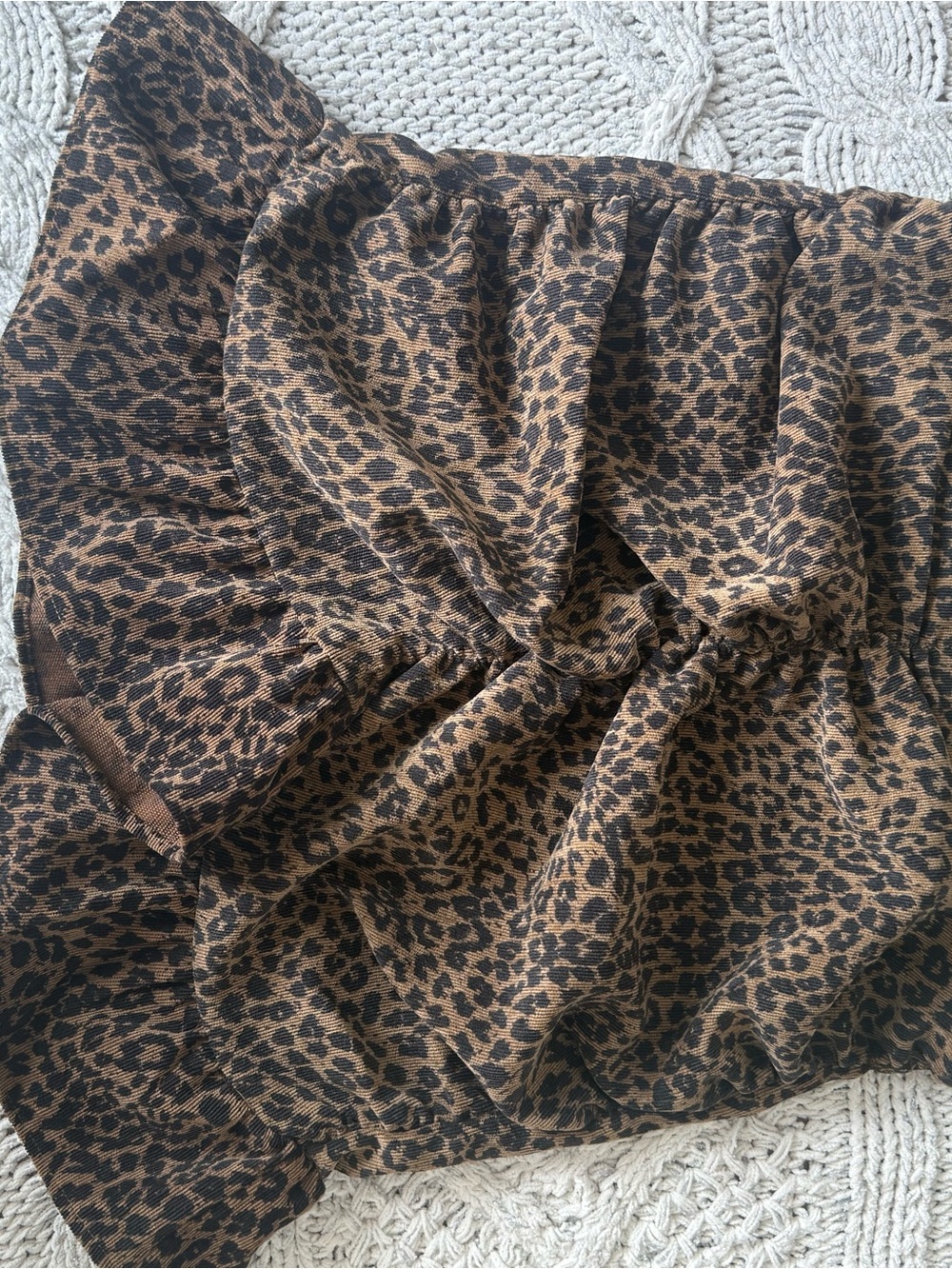 Zara Leopard Print Ruffle-Hem Mini Skirt - Brown/Black - Picture 2 of 4